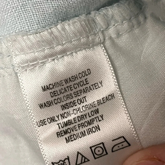 Chadwick's Linen Pants Womens 16 Teal Relaxed Wide Leg High Waist Drawstring 32” - Picture 4 of 9